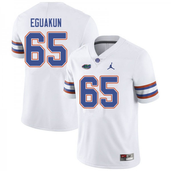 Jordan Brand Men #65 Kingsley Eguakun Florida Gators College Football Jerseys White